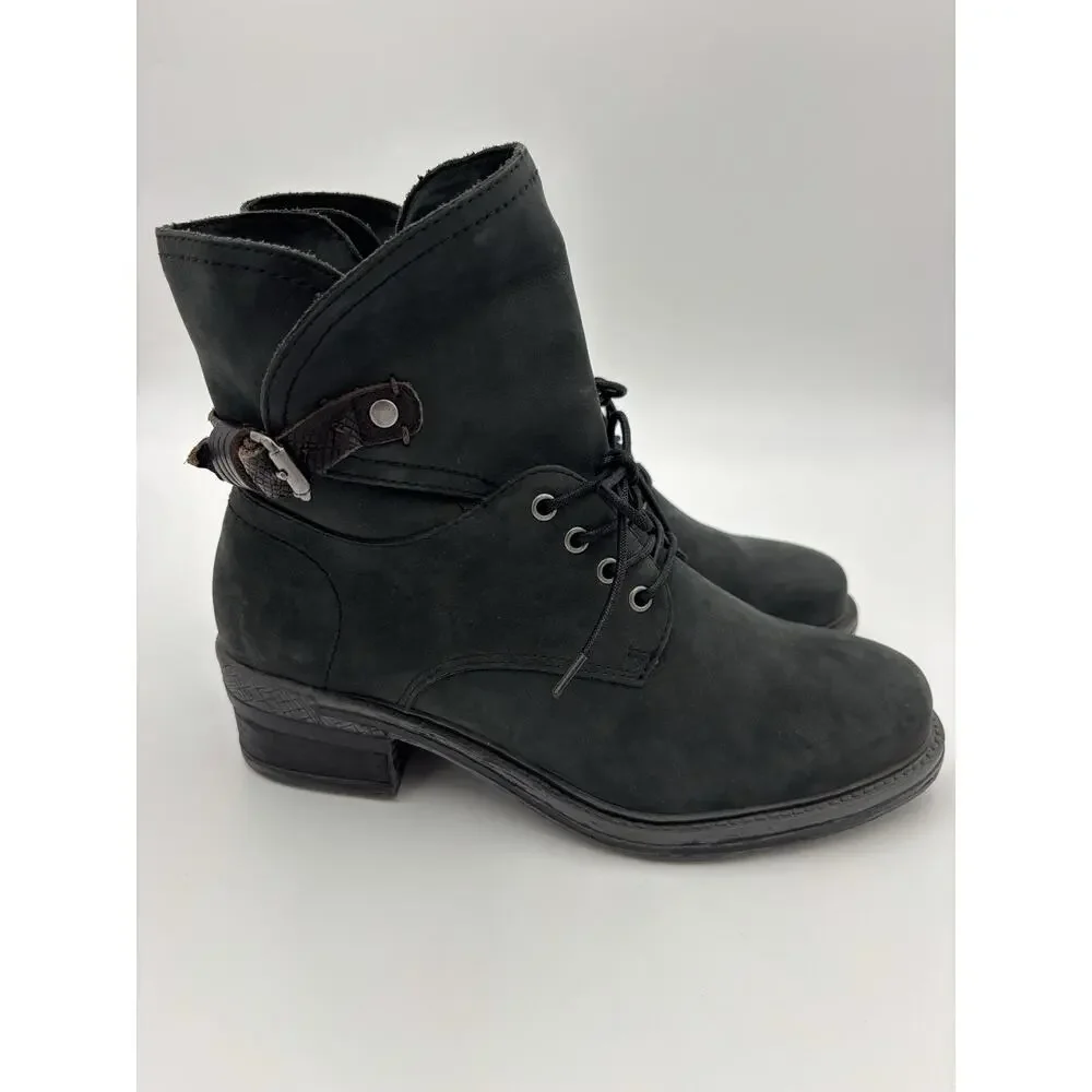 OTBT Gallivant Ankle Boots Lace Up Soft Black Grey Size 8.5